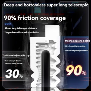 Innovative adult stimulation device with deep telescopic design and extensive friction coverage for enhanced pleasure.