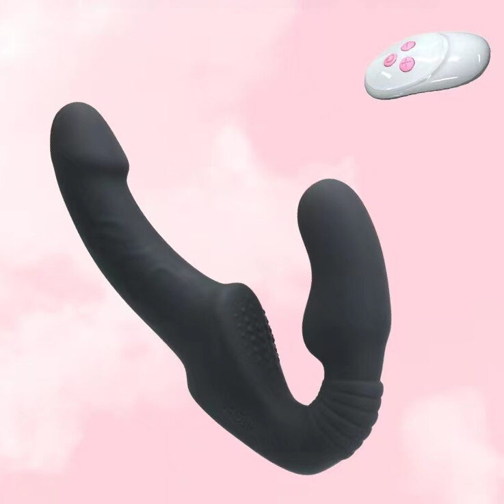 Elegante vibrador negro con mando a distancia, funciones inalámbricas y diez ajustes personalizables para un placer íntimo.