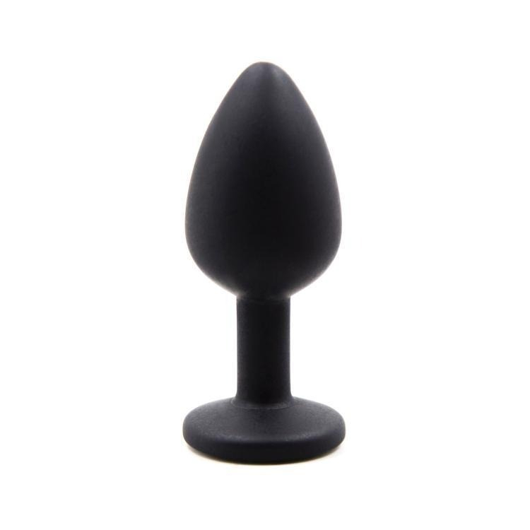 Elegante plug anale in silicone nero progettato per un'esplorazione intima sicura e piacevole.