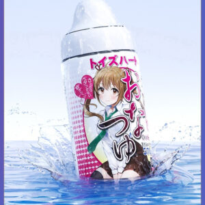 Playful anime-themed bottle design with character illustration, ideal for a vibrant toy experience.