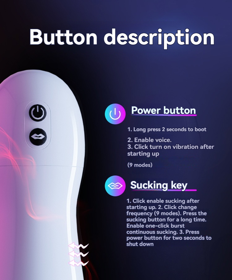 Boutons élégants pour l'alimentation et la succion sur une image moderne de guide de sextoy.