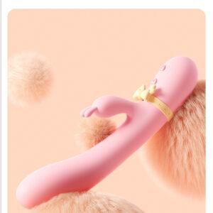 Cute pink glutinous stick with bow, featured on fluffy background for playful appeal.