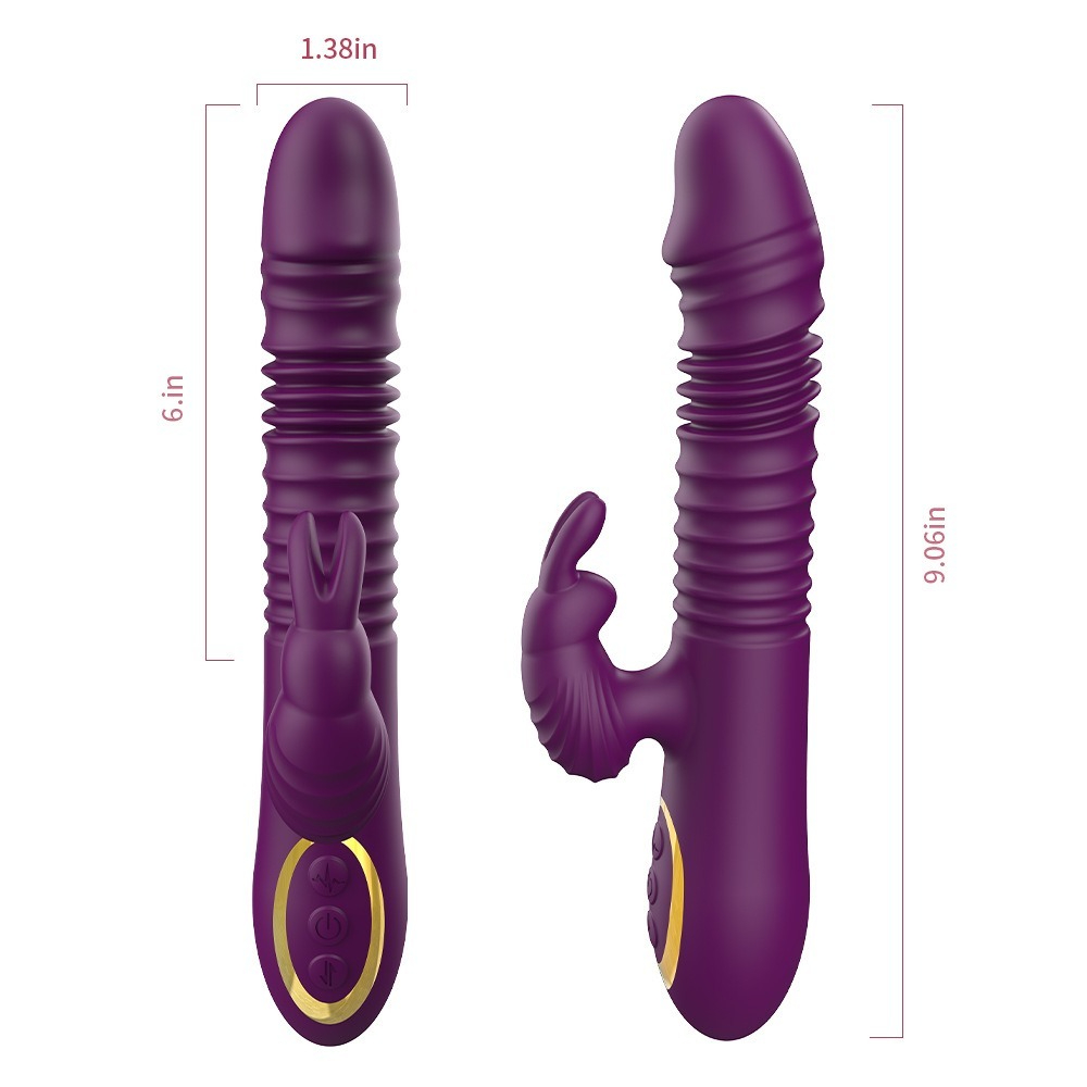 Elegante vibratore viola a doppia azione con stimolatore clitorideo per un piacere maggiore.