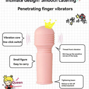 Soft pink finger vibrator with ridges for enhanced pleasure and easy one-click operation.