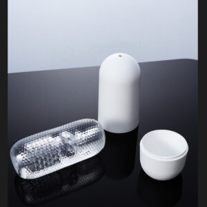 Modern minimalist arrangement of textured containers and bowls for stylish home decor.