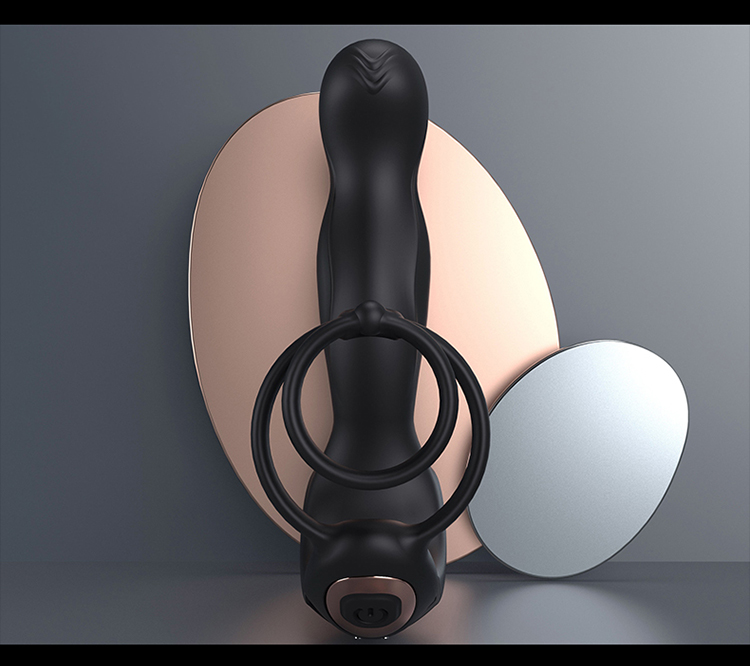 Sleek personal massager in black and rose gold, designed for comfort and luxury.