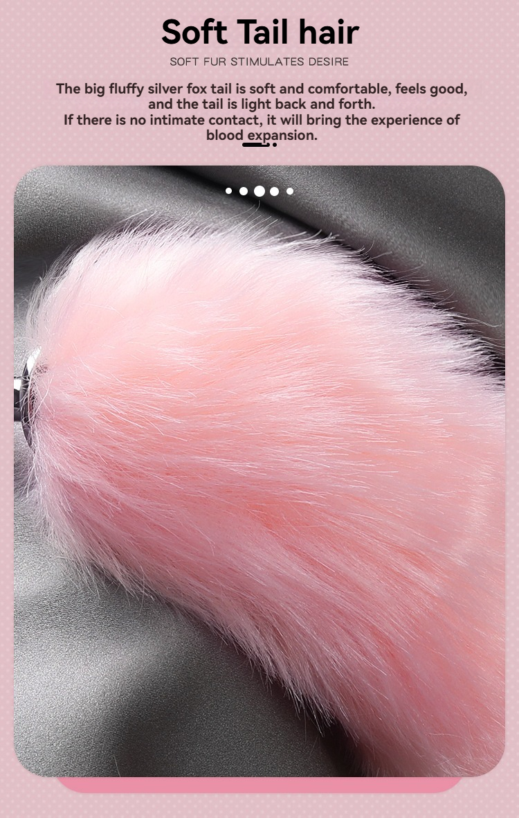 Fluffy pink fox tail, soft and playful, perfect for sensual and whimsical experiences.