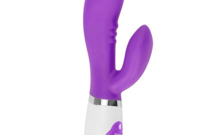 Levende lilla rabbit-vibrator med ergonomisk design, silikonemateriale og brugerdefinerede indstillinger for nydelse.