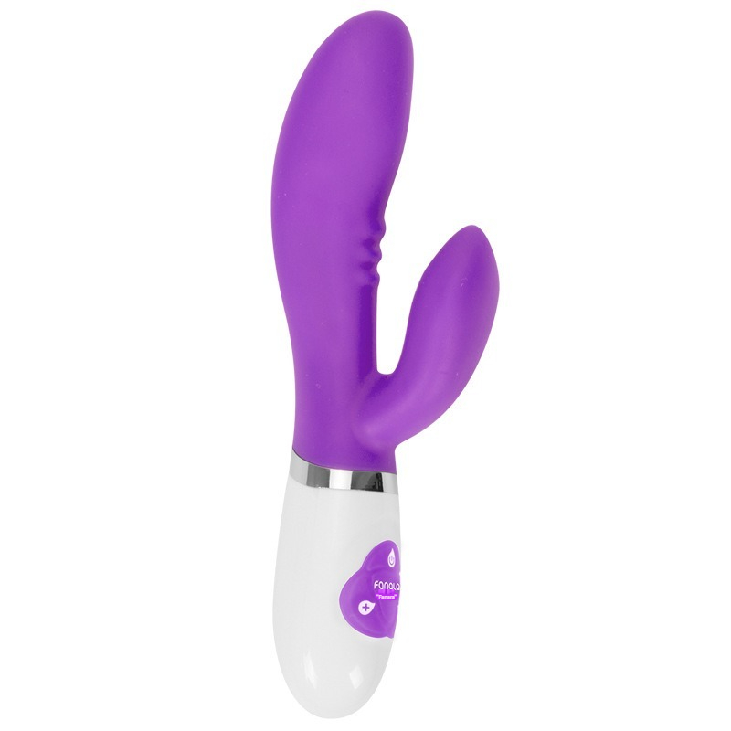 Vibrador rabbit roxo vibrante com design ergonómico, material de silicone e definições personalizáveis para o prazer.