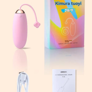 Pink remote-controlled vibrating love egg with sleek design and colorful packaging for intimate pleasure.