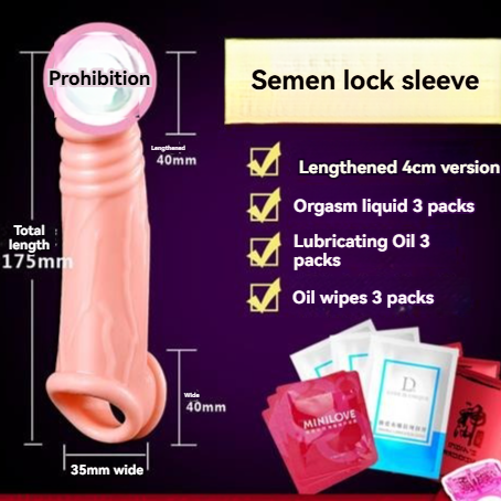 Roze sleeve met spermaslot, glijmiddel en hygiëneproducten voor een beter seksueel welzijn.