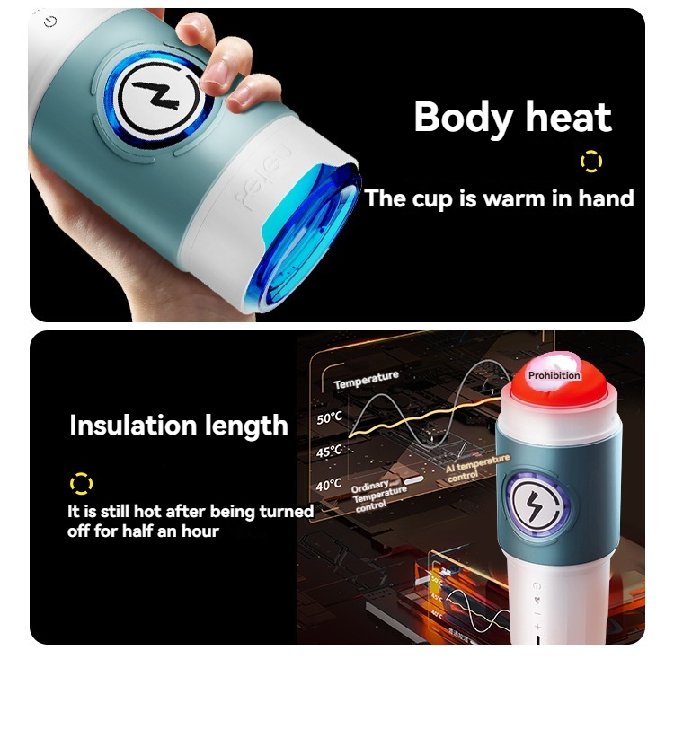 Innovadora taza aislante inteligente con diseño ergonómico y tecnología avanzada de retención del calor.