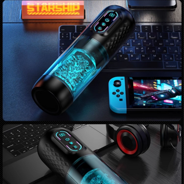 Futuristic gaming setup with sleek gadgets, vibrant fluids, and high-tech accessories for enthusiasts.