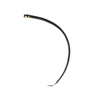 Curved black hose with golden metal connector for industrial and automotive applications.