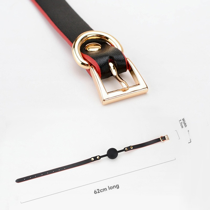 Stylish black and red leather belt with gold buckle for versatile fashion use.