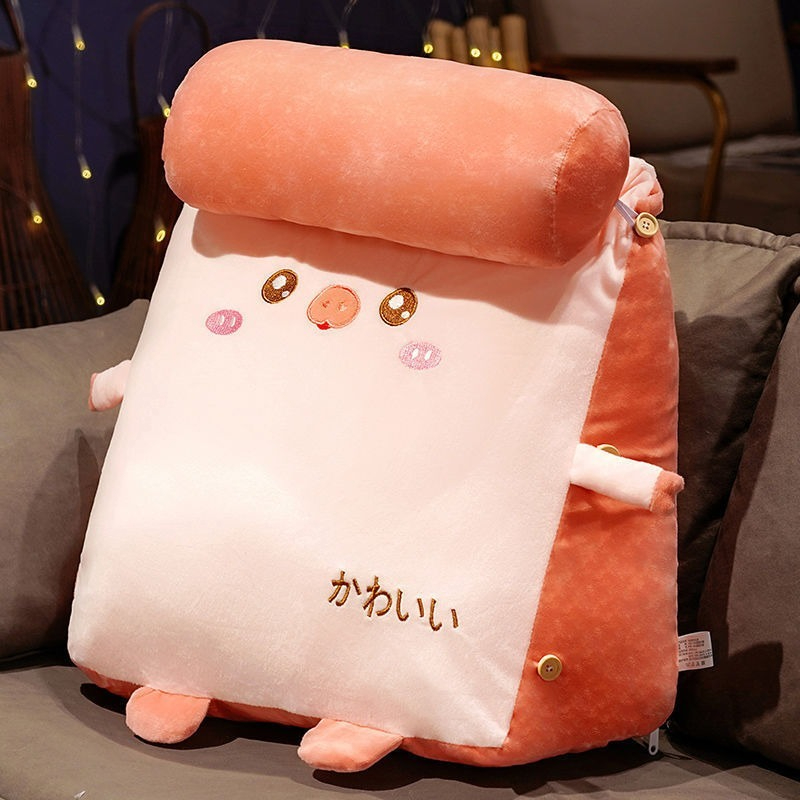 Adorabile cuscino di peluche rosa con un simpatico disegno di animali, perfetto per un arredamento accogliente e per il relax.