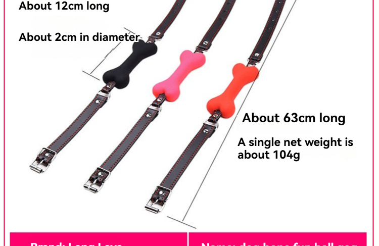 Legesyge hundeknogle-ball gags i levende farver Legende hundeknogle-ball gag i sort, pink og rød til sjovt bondage-tilbehør.
