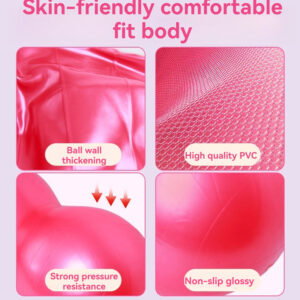 Durable pink exercise ball with non-slip surface for comfortable and safe workouts.