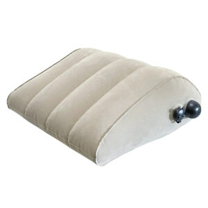 Soft beige inflatable cushion for ergonomic support and comfort, perfect for relaxation and travel.