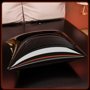 Elegante cuscino nero moderno, accento d'arredo elegante per un comfort lussuoso e invitante in camera da letto.