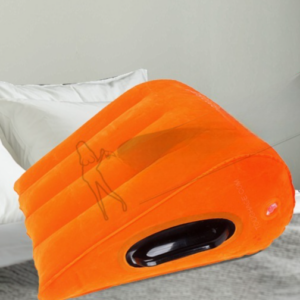 Vibrant orange ergonomic pillow with unique wedge design and storage for ultimate comfort.