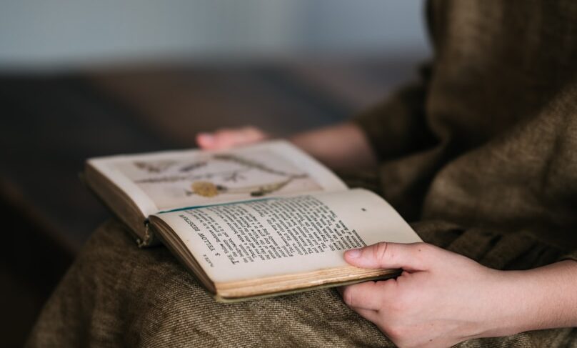 woman reading book