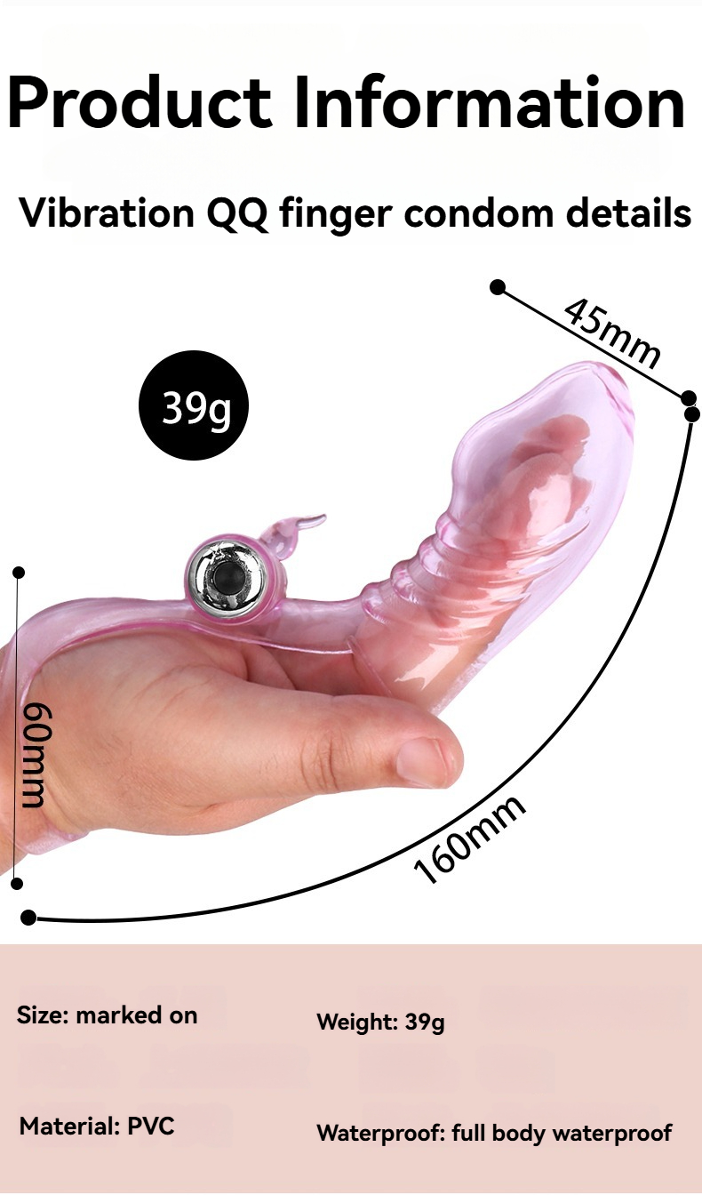 Vibrating finger condom provides waterproof pleasure; perfect for intimate and versatile use.