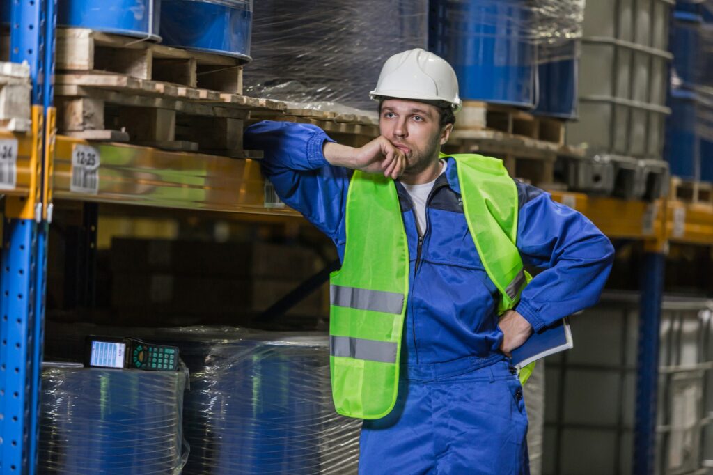 Lavoro riflessivo appoggiato su uno scaffale in piedi