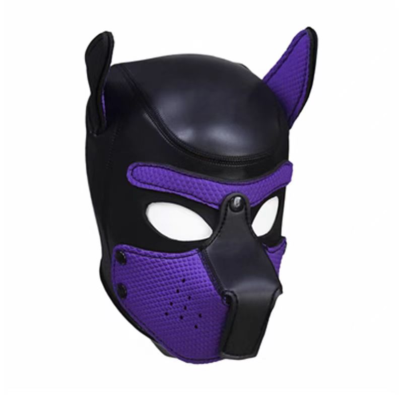 Masque canin noir et violet pour cosplay ou événements à thème pour adultes.