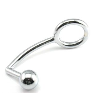 Sleek chrome sex toy, featuring smooth curves and shiny metallic finish for enhanced pleasure.