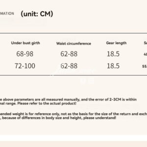 Garment size chart for adult toys, featuring Medium and Large measurements for optimal fit.