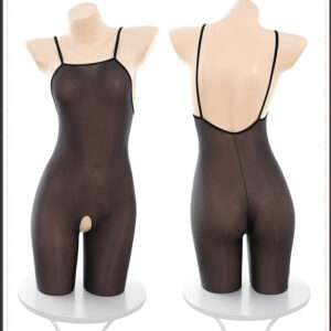 Sleek black bodysuit, sheer and form-fitting, perfect for daring and elegant adult fashion.