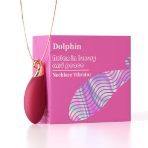 Luxurious Dolphin necklace vibrator in red and gold for discreet pleasure and stylish elegance.