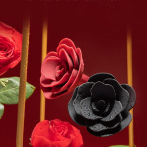 Elegant red and black roses arrangement, perfect for passionate moments and intimate decorations.