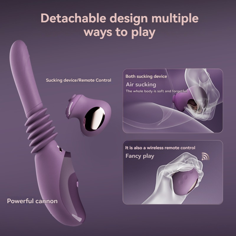 Elegante y ergonómico dispositivo vibrador de color púrpura con succión, que aumenta el placer y las experiencias personalizables.