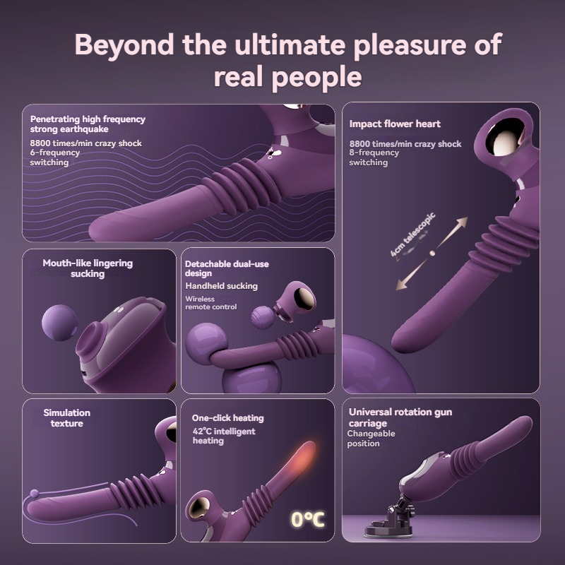 High-tech adult pleasure device featuring customizable sensations, dual-use design, and warming functionality.